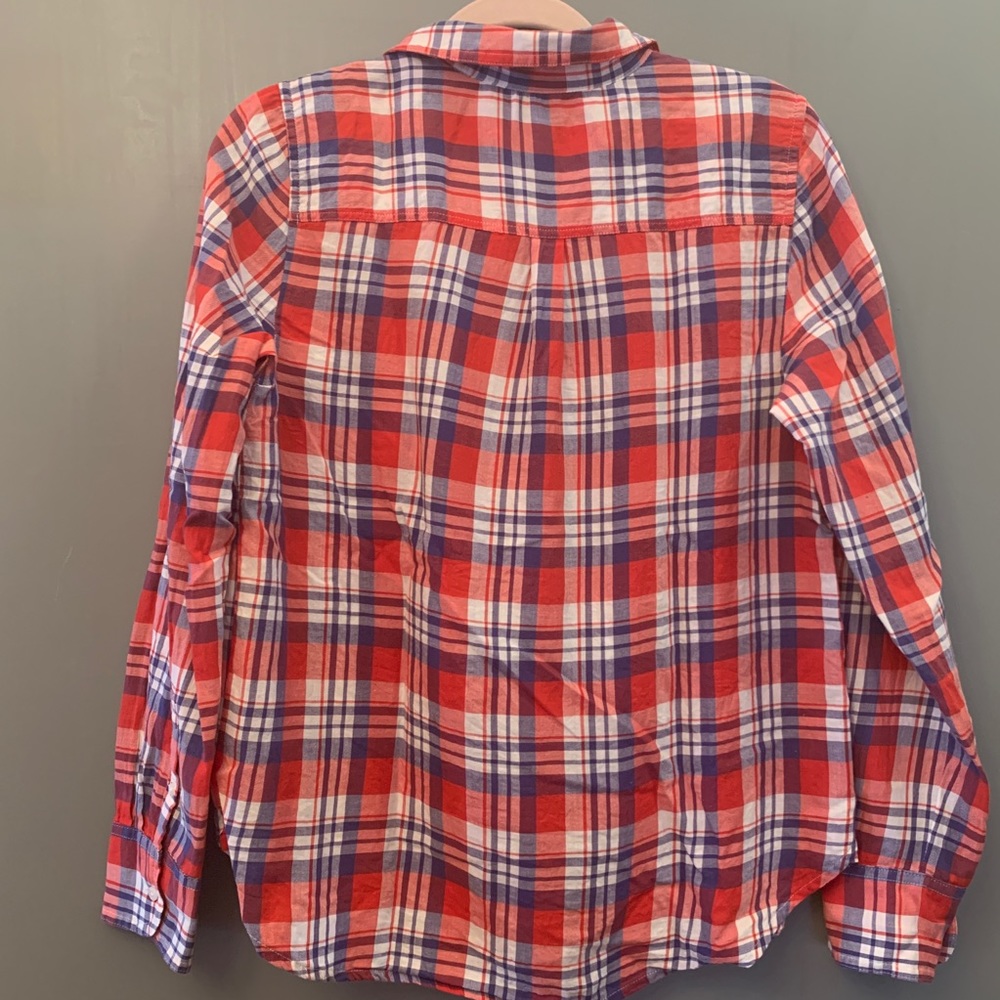 Red White and Blue J.Crew Women’s Plaid Shirt Patriotic